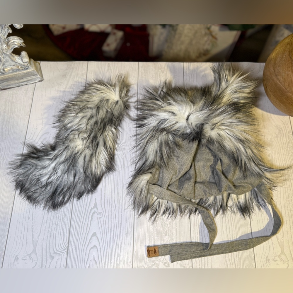 Handmade Faux Fur Toddler Bonnet & Tail